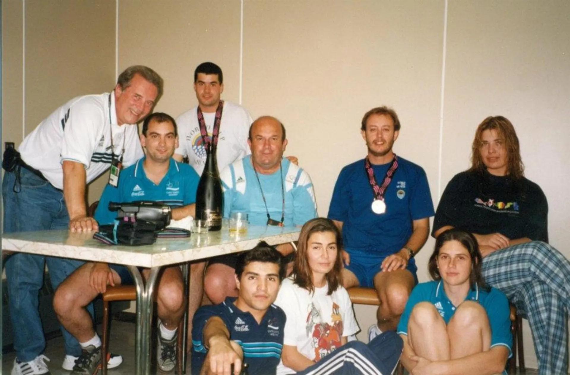 Brindis con los medallistas en Winnipeg 1999